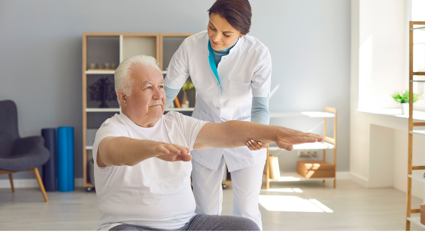 Senior care professional with elderly woman